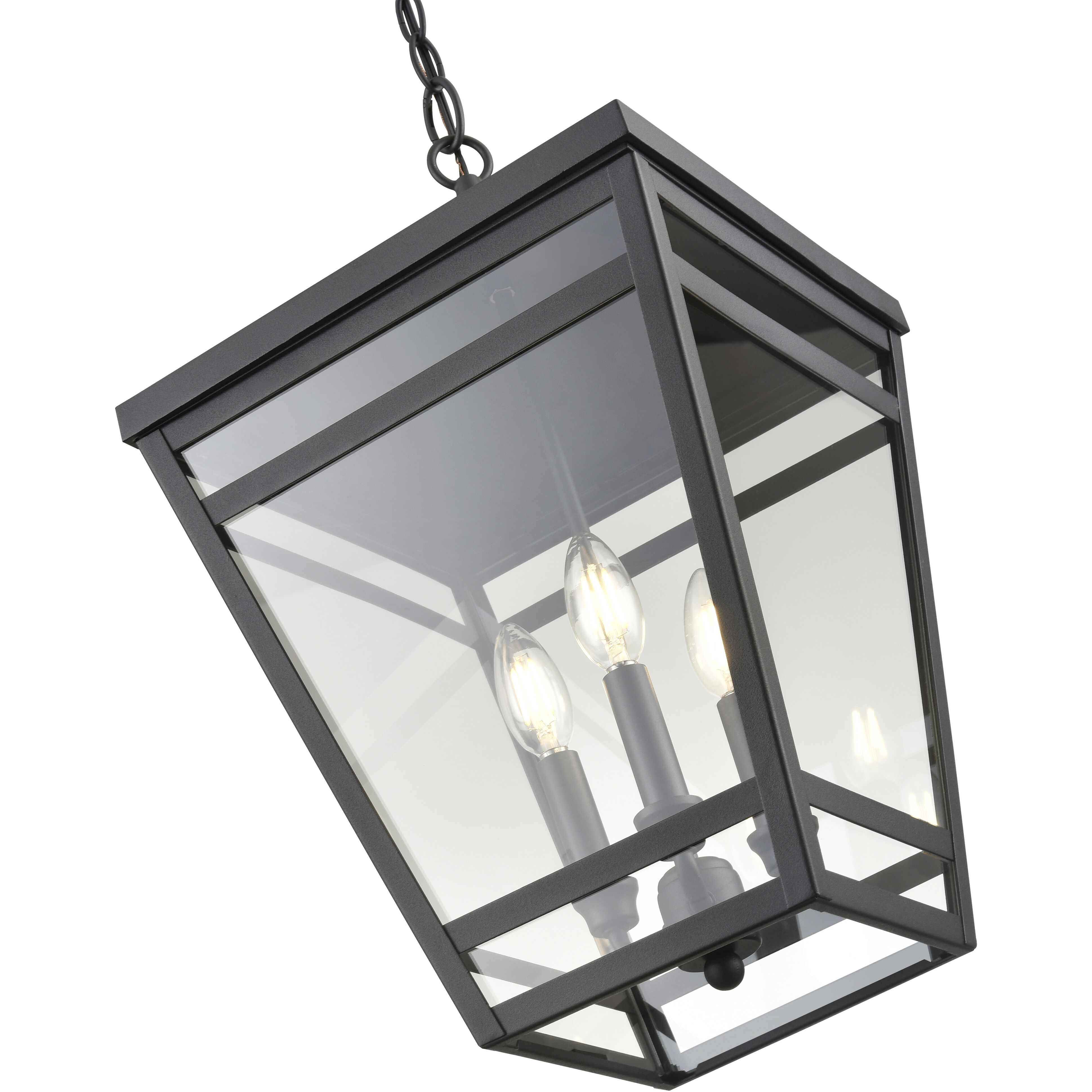 Seager 3 Light 12 inch Textured Black Outdoor Hanging Lantern